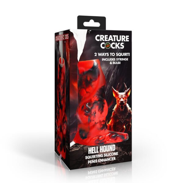 Hell Hound Squirting Silicone Penis Enhancer - Red - Image 7