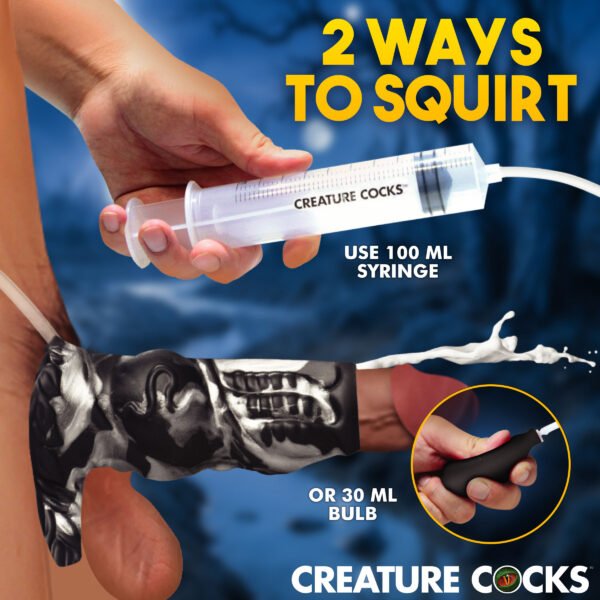 Night Prowler Squirting Silicone Penis Enhancer - Silver - Image 3