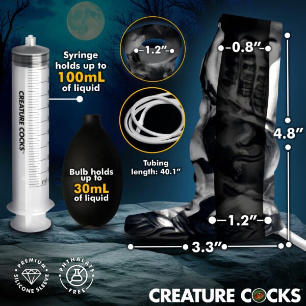 Night Prowler Squirting Silicone Penis Enhancer - Silver - Image 4