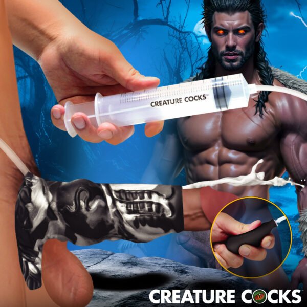 Night Prowler Squirting Silicone Penis Enhancer - Silver - Image 5