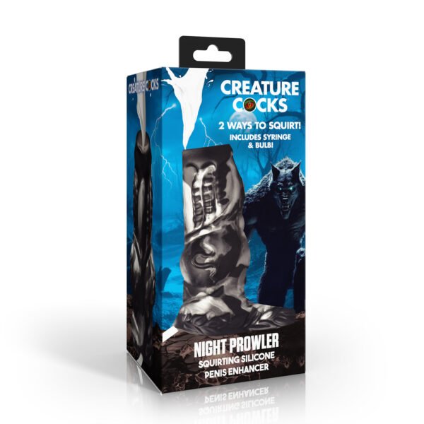 Night Prowler Squirting Silicone Penis Enhancer - Silver - Image 8