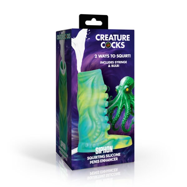 Tentacle Squirting Silicone Penis Enhancer - Green - Image 7