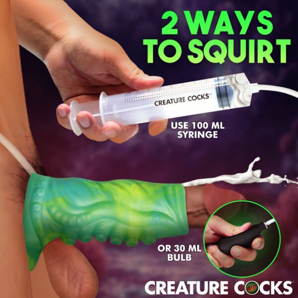 Tentacle Squirting Silicone Penis Enhancer - Green - Image 4
