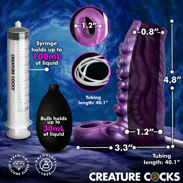 Tentacle Squirting Silicone Penis Enhancer - Purple - Image 5