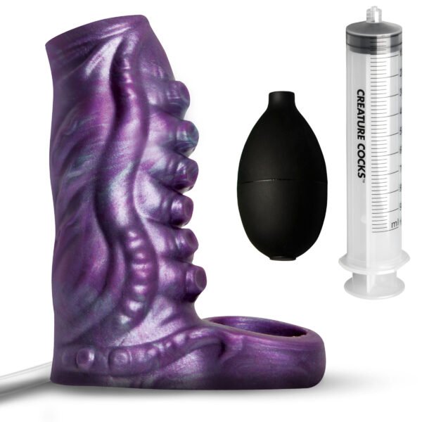 Tentacle Squirting Silicone Penis Enhancer - Purple - Image 6