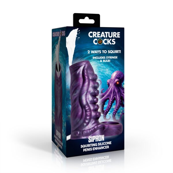 Tentacle Squirting Silicone Penis Enhancer - Purple - Image 7