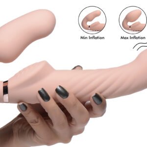 Ergo-Fit Twist Inflatable Vibrating Silicone Strapless Strap-on - Beige
