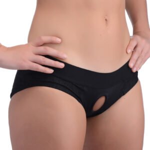 Lace Envy Black Crotchless Panty Harness - L-XL