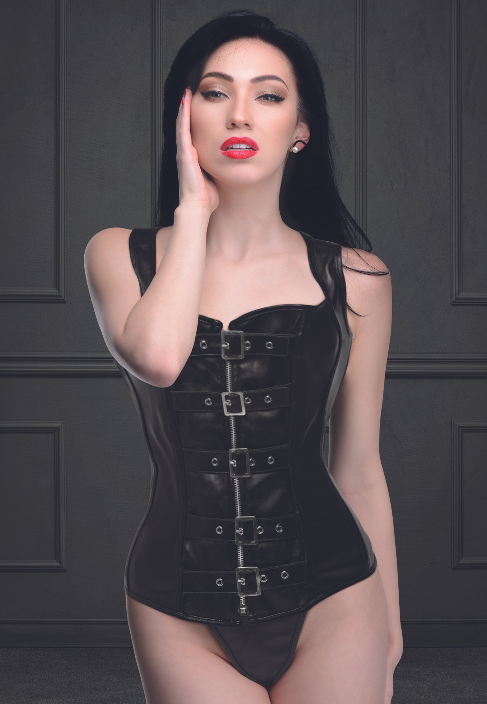 Lace-up Corset and Thong - Large