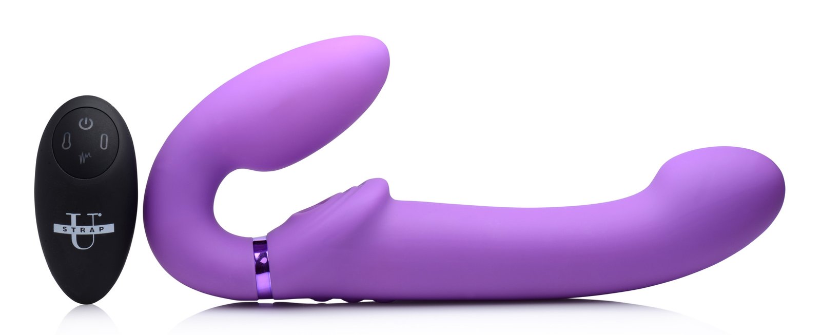 10X Remote Control Ergo-Fit G-Pulse Inflatable and Vibrating Strapless Strap-on - Purple - Image 3