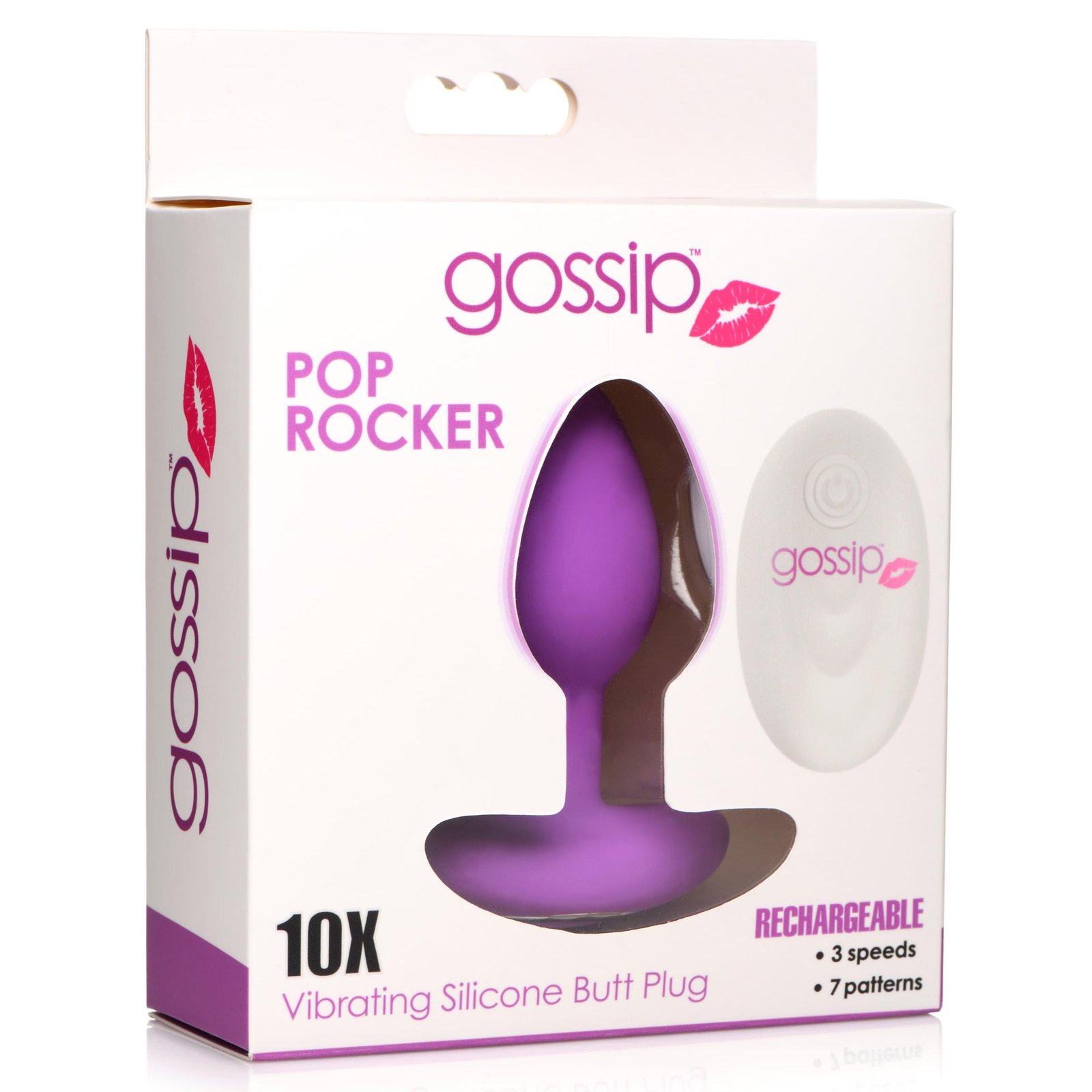 10X Pop Rocker Vibrating Silicone Plug with Remote - Violet - Image 4